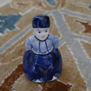 Royal Delft Blue Porcelain Dutch Boy Souvenir Bell Figurine Handpainted